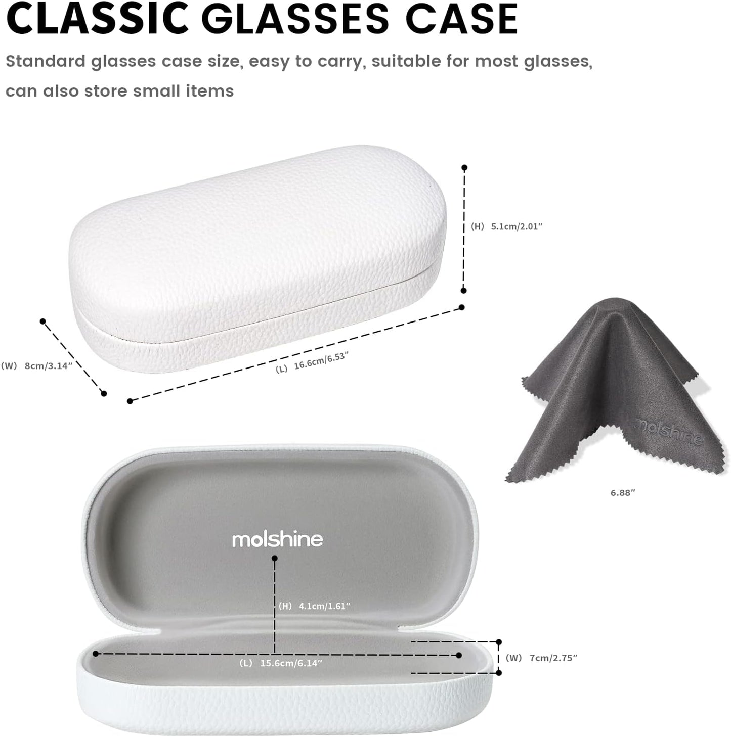 molshine Hard Shell Leather Sunglasses Case,Classic Large Glasses Case for Women Men,Sunglass Eyeglasses