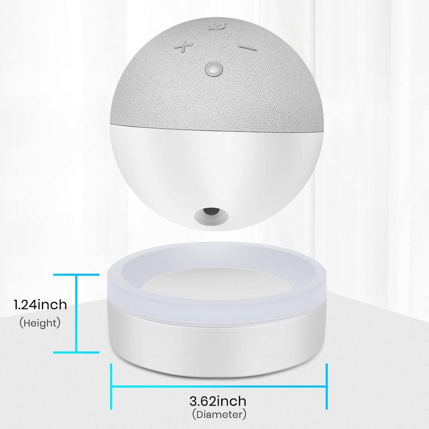 ZUOLACO Table Stand for Echo Dot 5th Generation, Desktop Holder Mount Base for Echo Dot 4th & 5th Gen, Built-in Cable Management and Light Guide, Make Dot More Noticeable, White