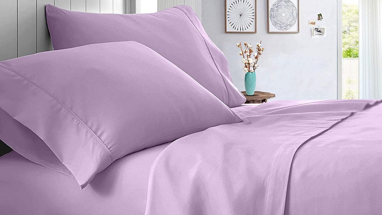 Linen Sheets 100% Egyptian Cotton- Twin-XL Sheet Set 4 Piece- 1000 Thread Count- Fits Upto 18" Deep Pocket- Long Staple Cotton Bedding, Sateen Weave-Light Blue Solid