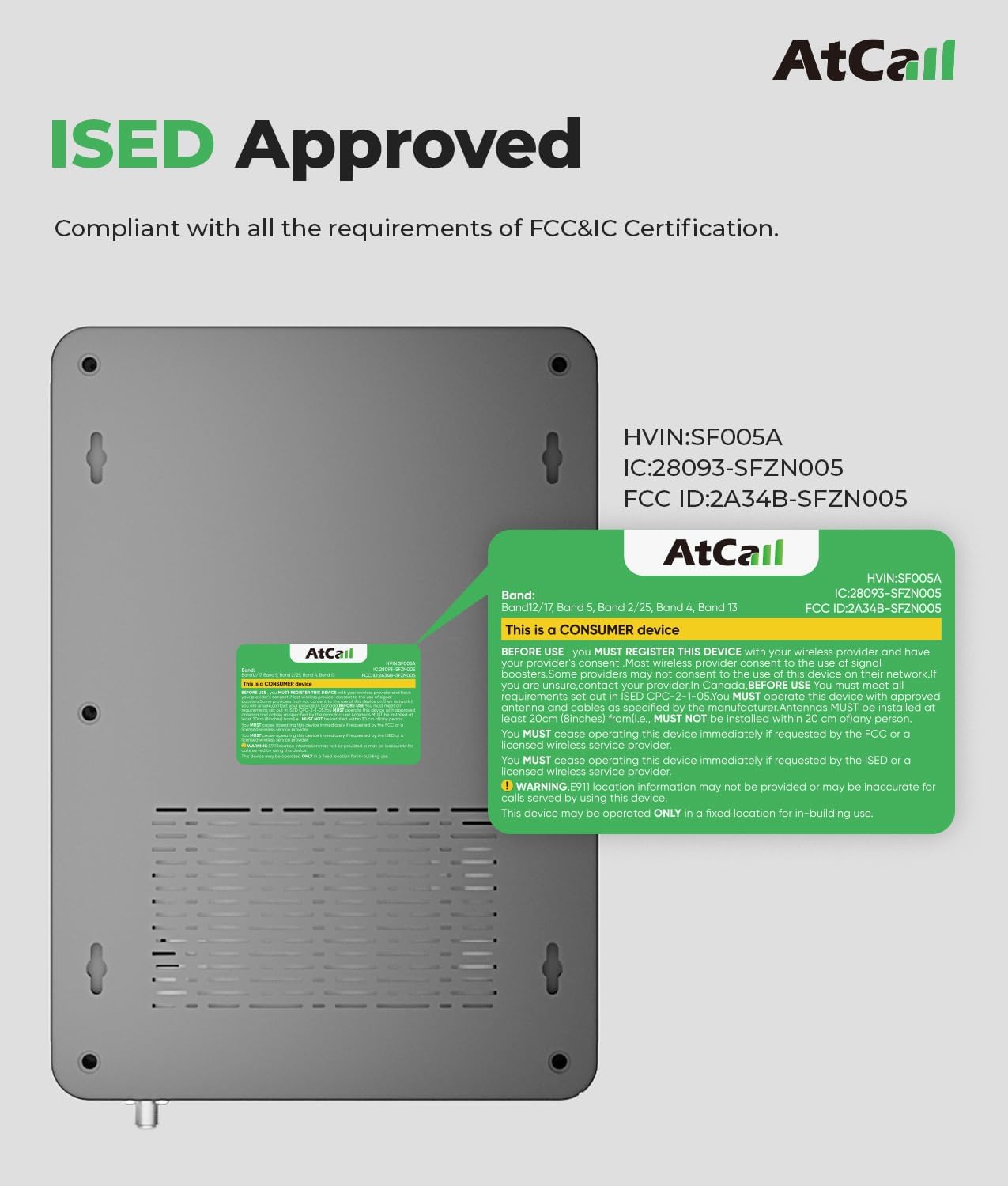 Atcall Cell Phone Booster for House, Up to 5,000 Sq Ft, Smart LCD Monitor, Band 12/17/13/5/2/25/4/66, 5G Compatible with All Canadian Carriers Rogers Bell TELUS, ISED Approved