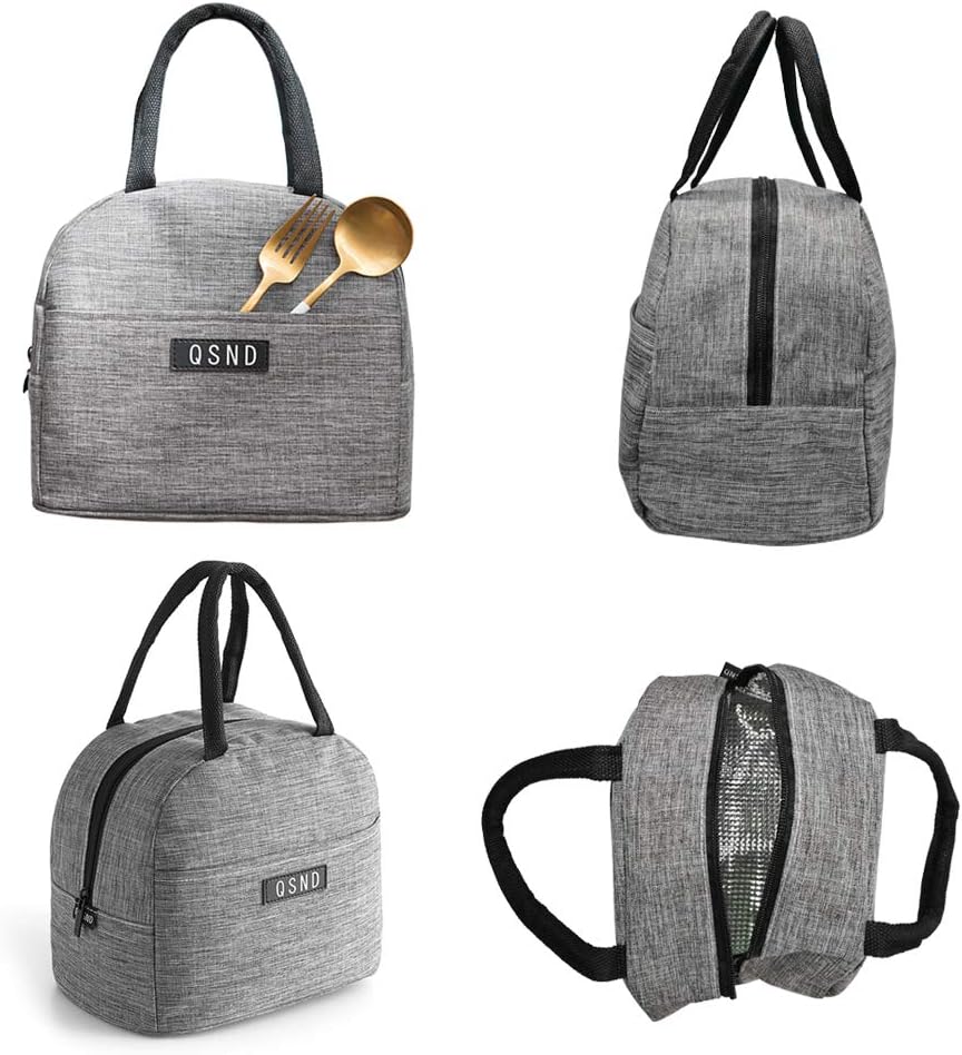 HiPretty 2 Pack Lunch Bags, Insulated Tote Boys Girls Lunch Box, Freezable Leakproof Lunch Bag for Women Men and Kids (Gray, Green)