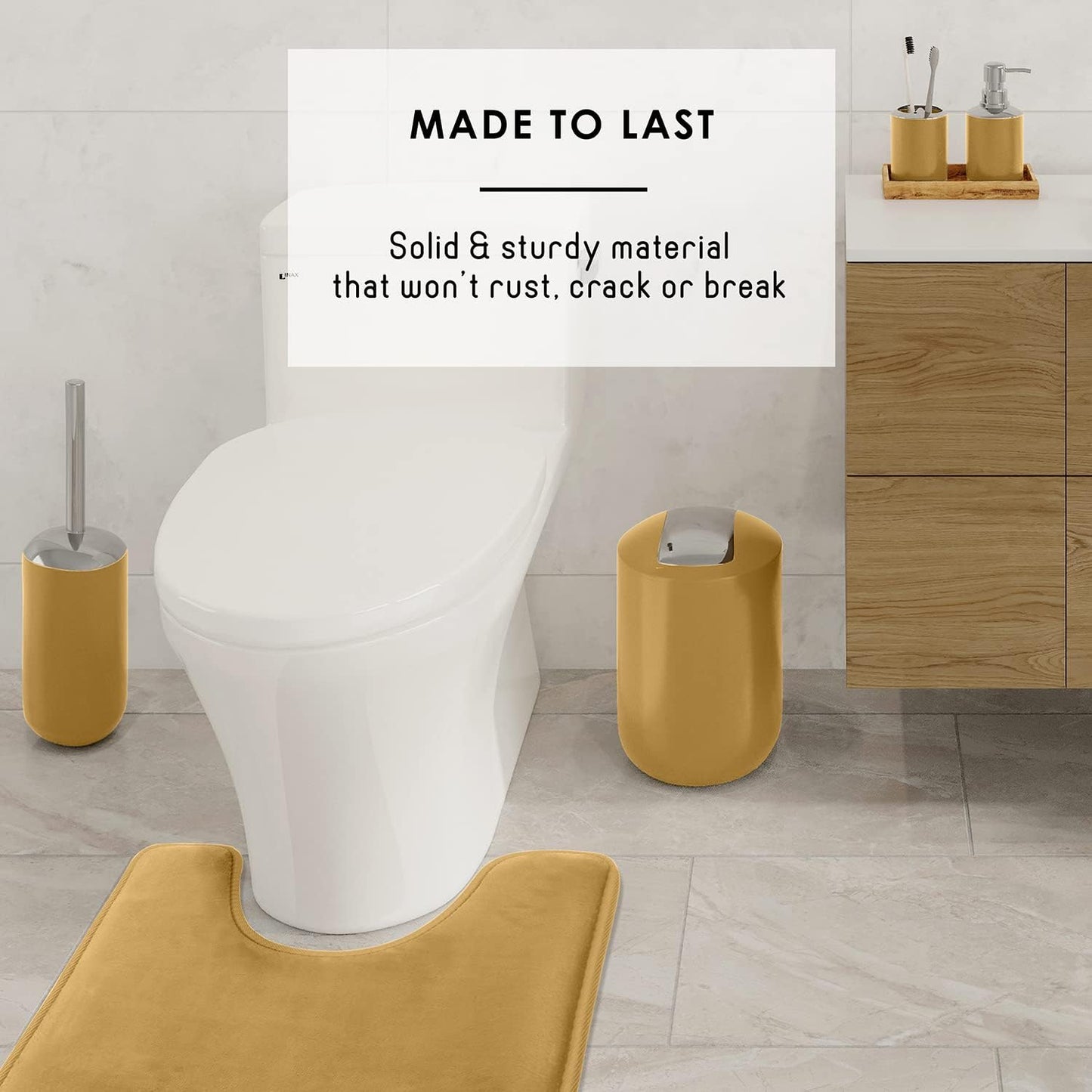 Clara Clark Bathroom Set - Gray Bathroom Accessories Set, Bathroom Sets with Shower Curtain and Rugs, 23PC Shower Curtain Set with Liner, Soap Dispenser, Soap Dish, Toilet Brush Holder, and Trash Can