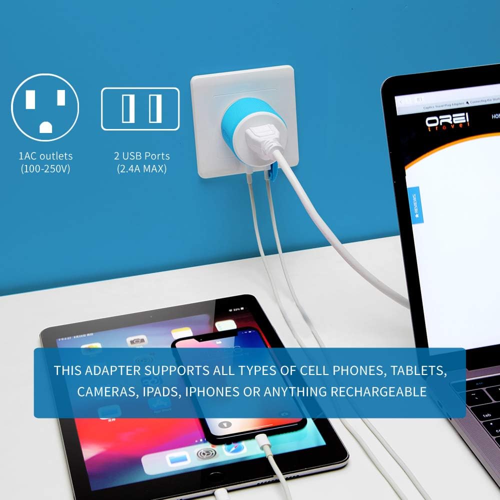 OREI South Africa, Botswana, Namibia Travel Plug Adapter with Dual USB - USA Input - Type M (U2U-10L), Will work with Cell Phones, Camera, Laptop, Tablets, iPad, iPhone