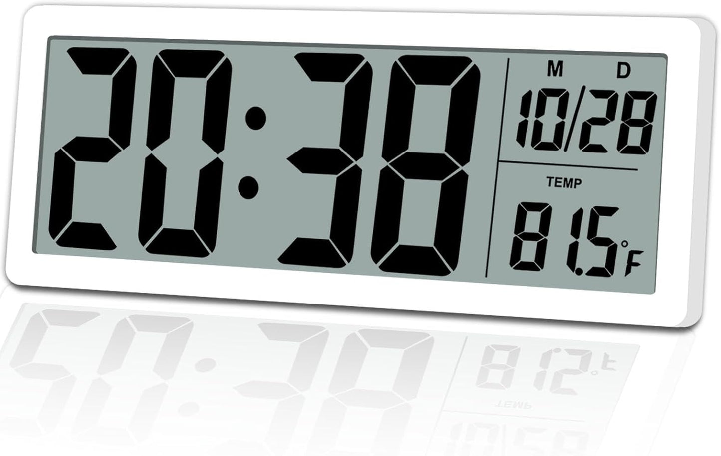 QINYUNE Digital LCD Wall Clock Easy to Set, 8.5 Inch LCD Screen with Time/Date/Temperature Display,Simple Digital Desk Clock with 12/24H for Bedroom Living Room Office