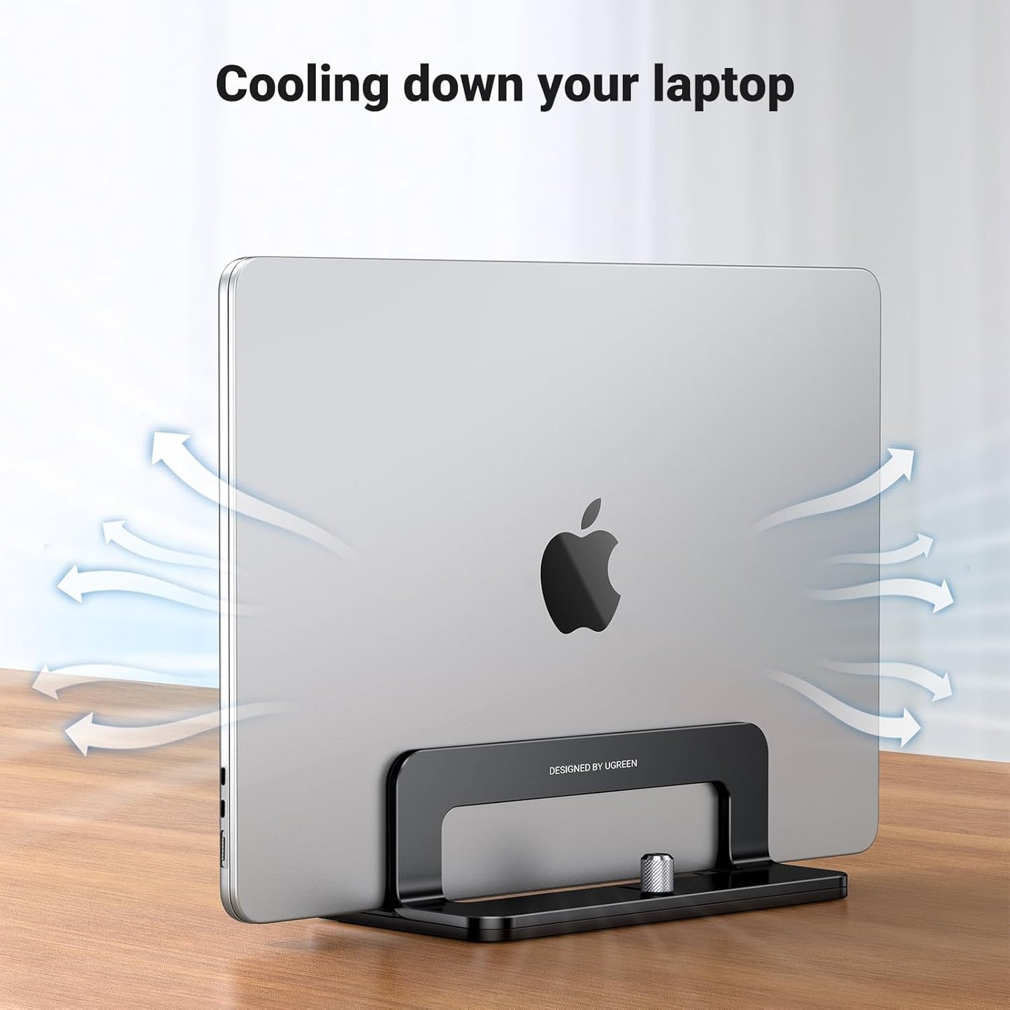 UGREEN Vertical Laptop Stand Holder Mount for Desk, Riser Adjustable Aluminum Compatible with MacBook Pro Air, Ideapad, Surface Book, Chromebook Up to 15.6inch, Grey