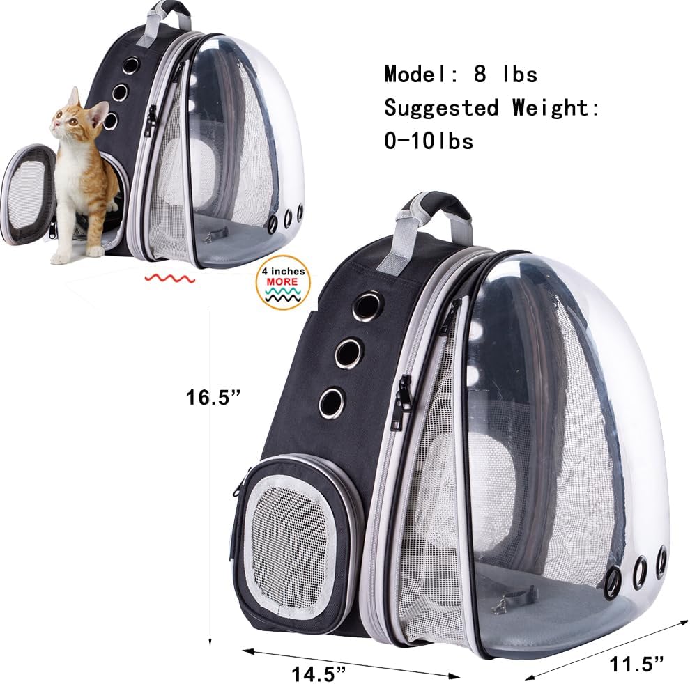 WEVONIGU Front Expandable Cat Backpack Carrier,Fit up to 16 lbs,Pet Carrier Backpack,Space Capsule Astronaut Bubble Window Bag,Cats and Puppies,Airline-Approved,Designed for Travel,Hiking,Walking