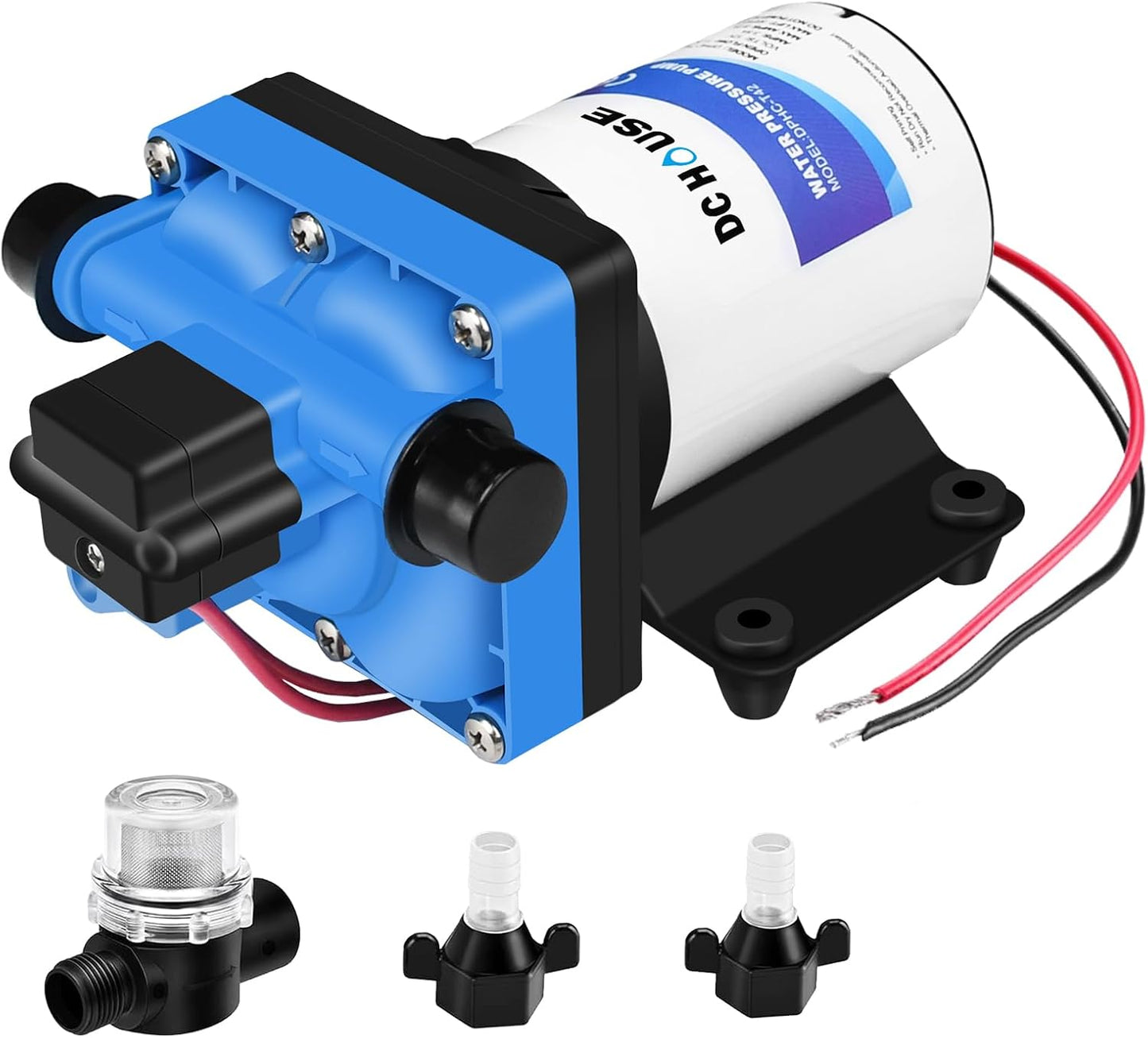 DC HOUSE 12V RV Fresh Water Pump 3.0GPM 45 PSI 12Volt DC Water Pressure Diaphragm Pump On Demand for Camper Trailer Off-Grid Cottage Yacht House