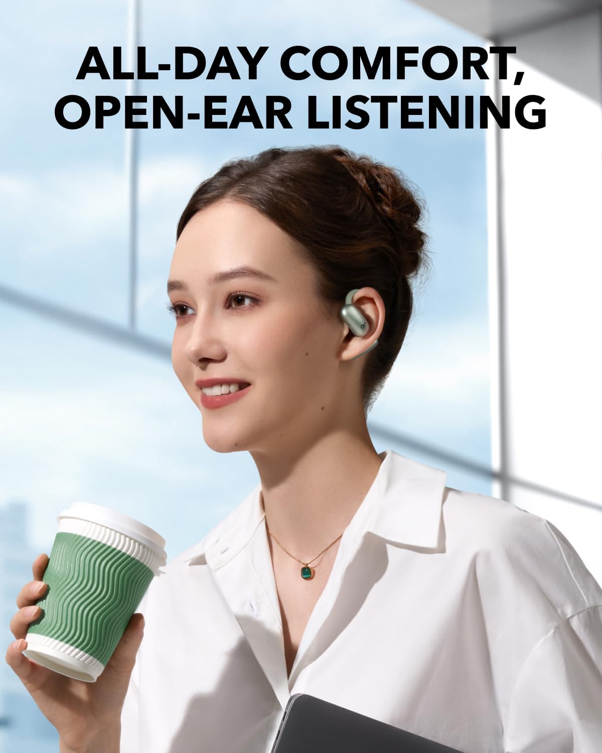 soundcore AeroFit 2 by Anker, Open-Ear Headphones, 4 Adjustable Positions for Every Ear Size, 2X Richer Bass, Hi-Res,42H Playtime,IP55,AI Clear Calls,Translation Earbuds Real Time(Renewed)