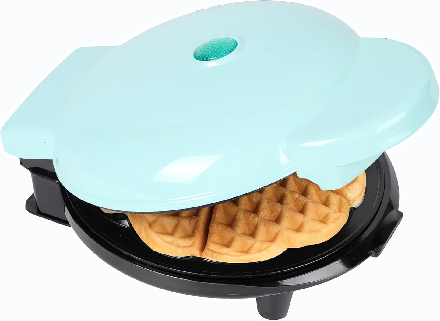 Mini Maker Waffle Maker 5“ Non-Stick Waffler Iron Stuffler Stuffed Wafflera Adjustable Browning Control, Heart, Azure