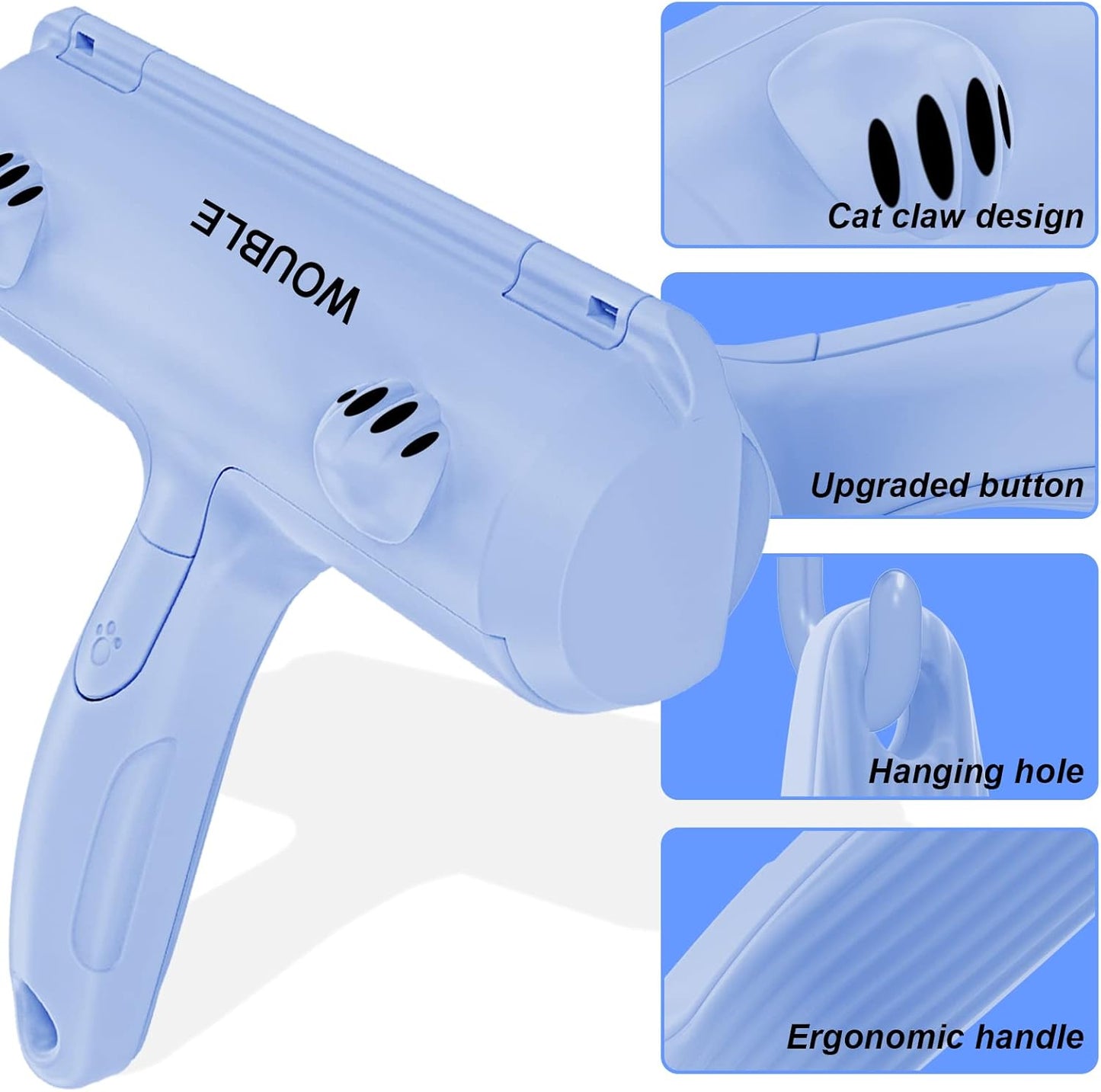 Wouble Pet Hair Remover Roller, Reusable Lint Roller for Pet Hair,Self Clean Dog Cat Fur Removal Brush, from Carpet, Furniture, Rugs, Laundry, Bedding, Sofa-White