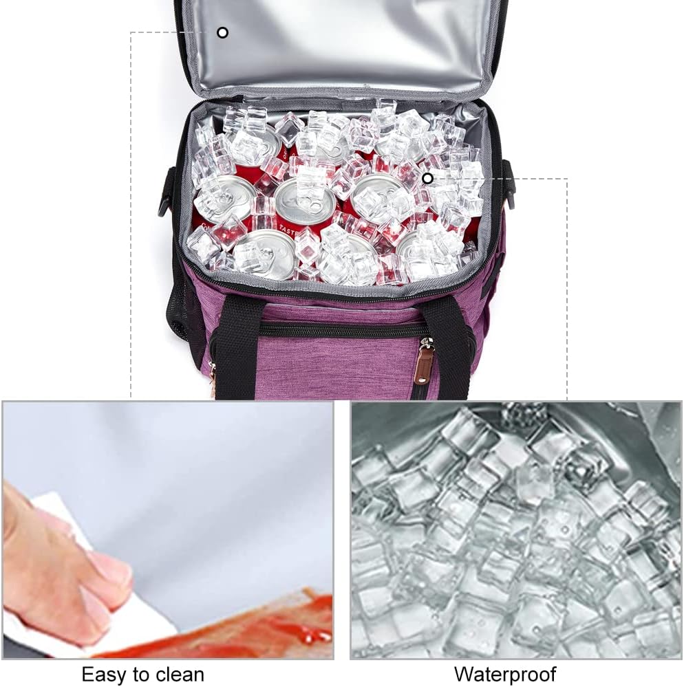 Lunch Bag Women Insulated Lunch Box for Work, Purple Expandable Large Lunch Bags, Leakproof Double Deck Lunch Box Cooler Bag(Purple)