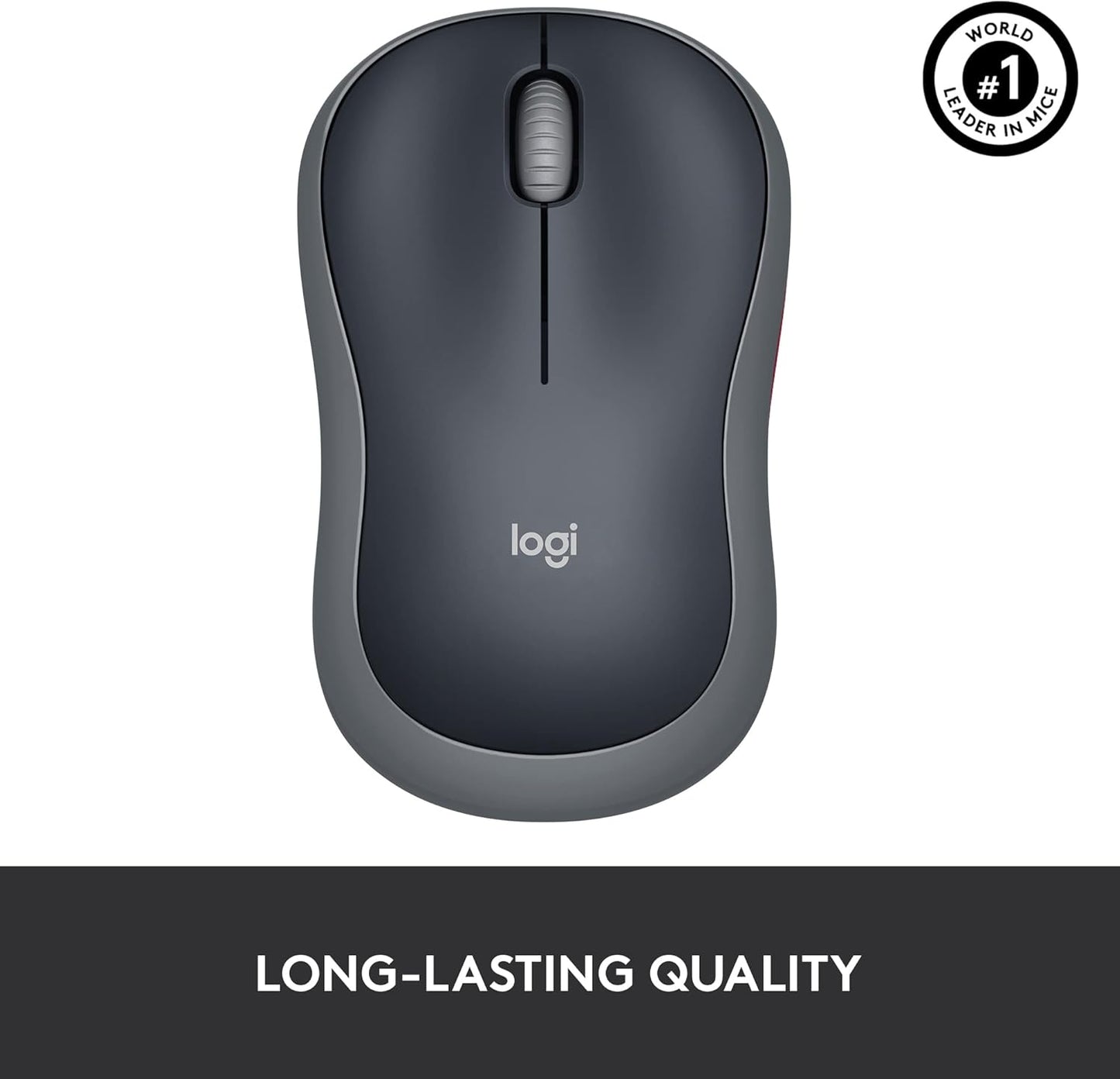 Logitech M185 Wireless Mouse, 2.4GHz with USB Mini Receiver, 12-Month Battery Life, 1000 DPI Optical Tracking, Ambidextrous, Compatible with PC, Mac, Laptop - Black