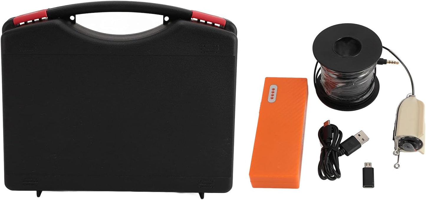 Underwater Fishing Camera, Waterproof Fish Finder 1080P FHD Visual Night Vision, 5000mah Rechargeable Battery, 98.43ft Cable, for Ice Lake Sea Boat Kayak Fishing