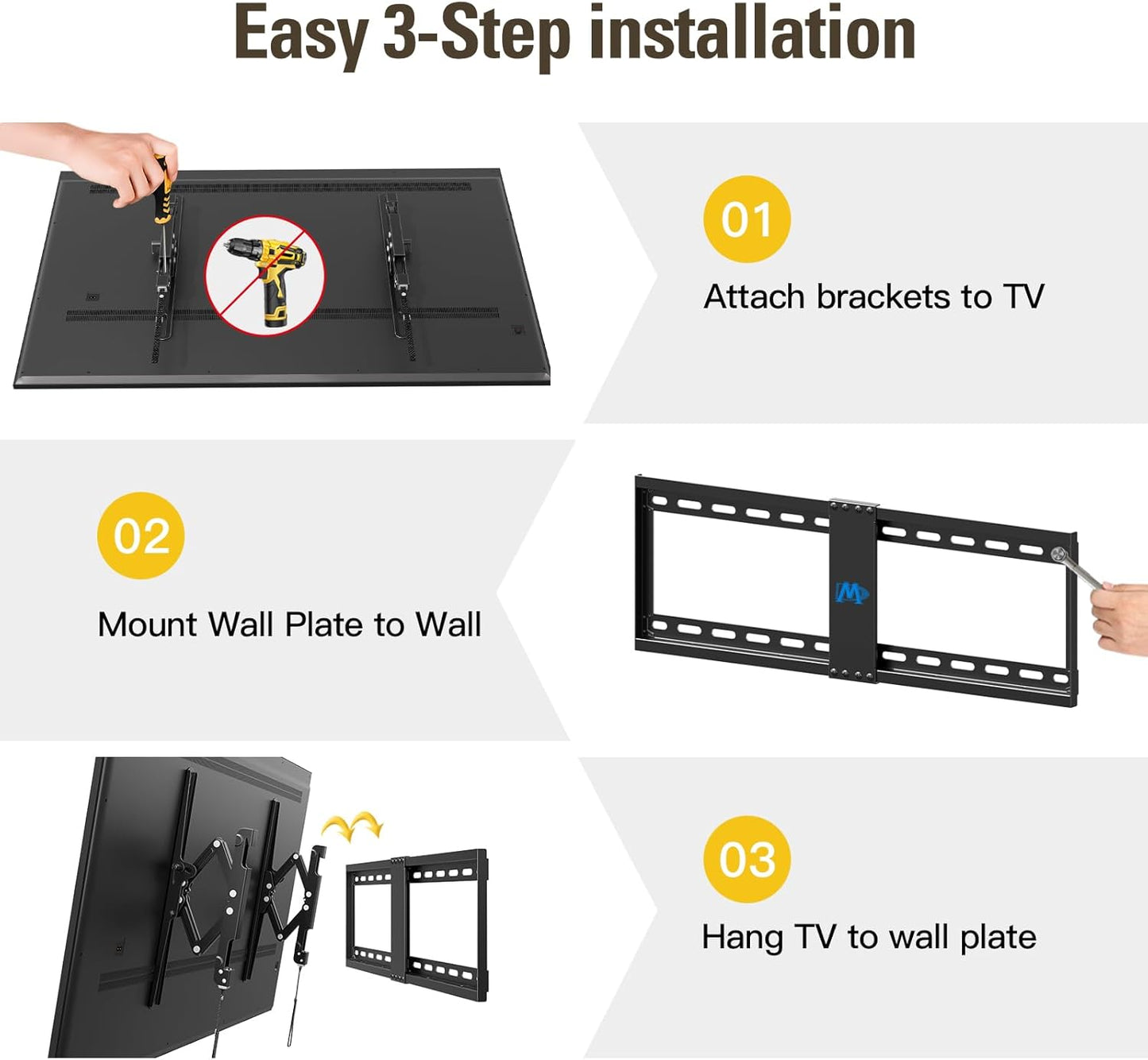 Mounting Dream TV Wall Mount, Advanced Tilt TV Mount Bracket for most 42-90 Inches TVs with Full Tilt Extension up to 7 Inches, Fits 16, 18, 24 Inches Studs, Max VESA 600x400mm and 120Lbs, MD2104-CA