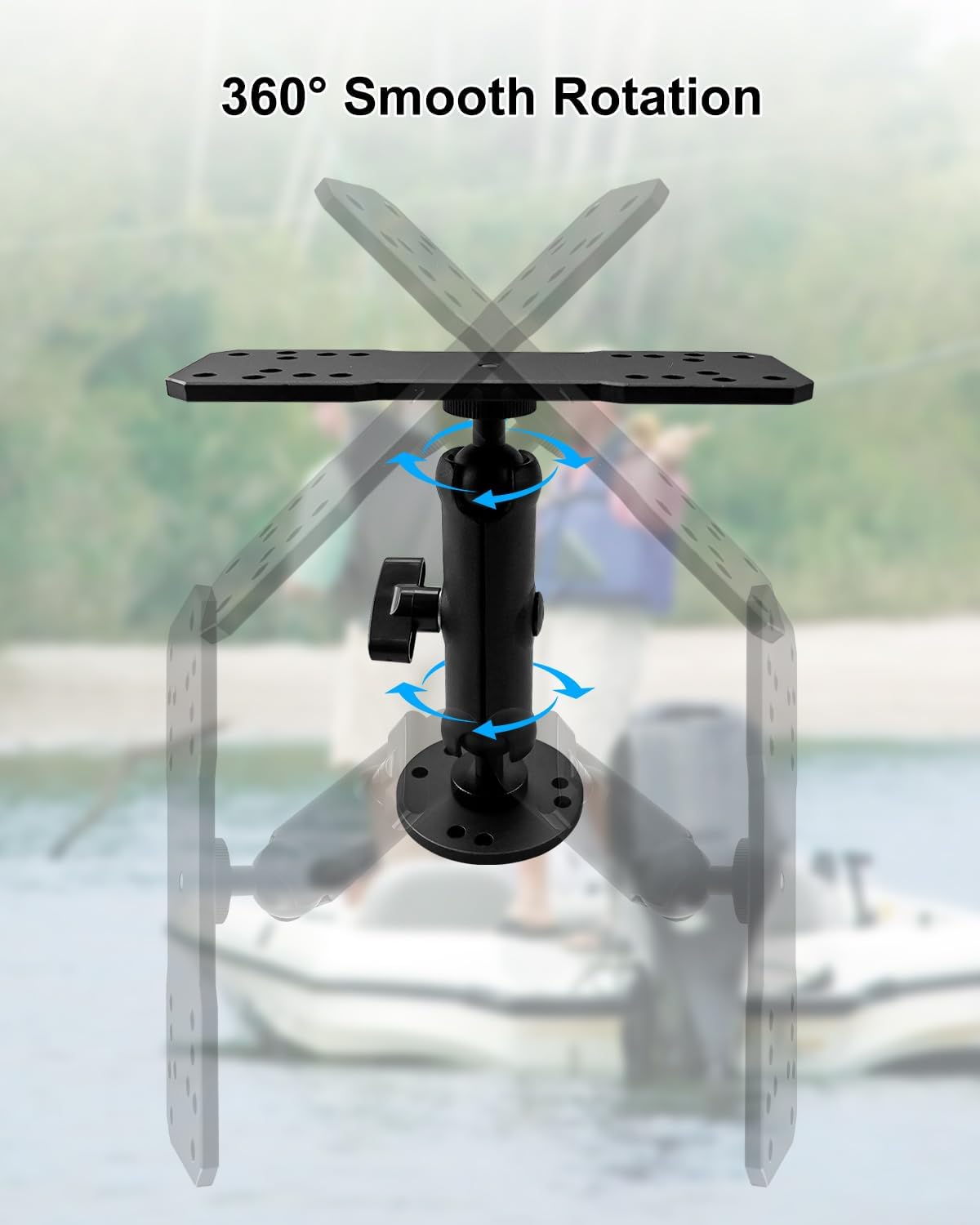 Aluminum Fish Finder Mount Compatible with Garmin Lowrance Humminbird, 5.9In Adjustable Medium Arm with 1.5In C Size Ball, Depth Finder Holder with Universal AMPS for Marine-Grade Boat Kayak