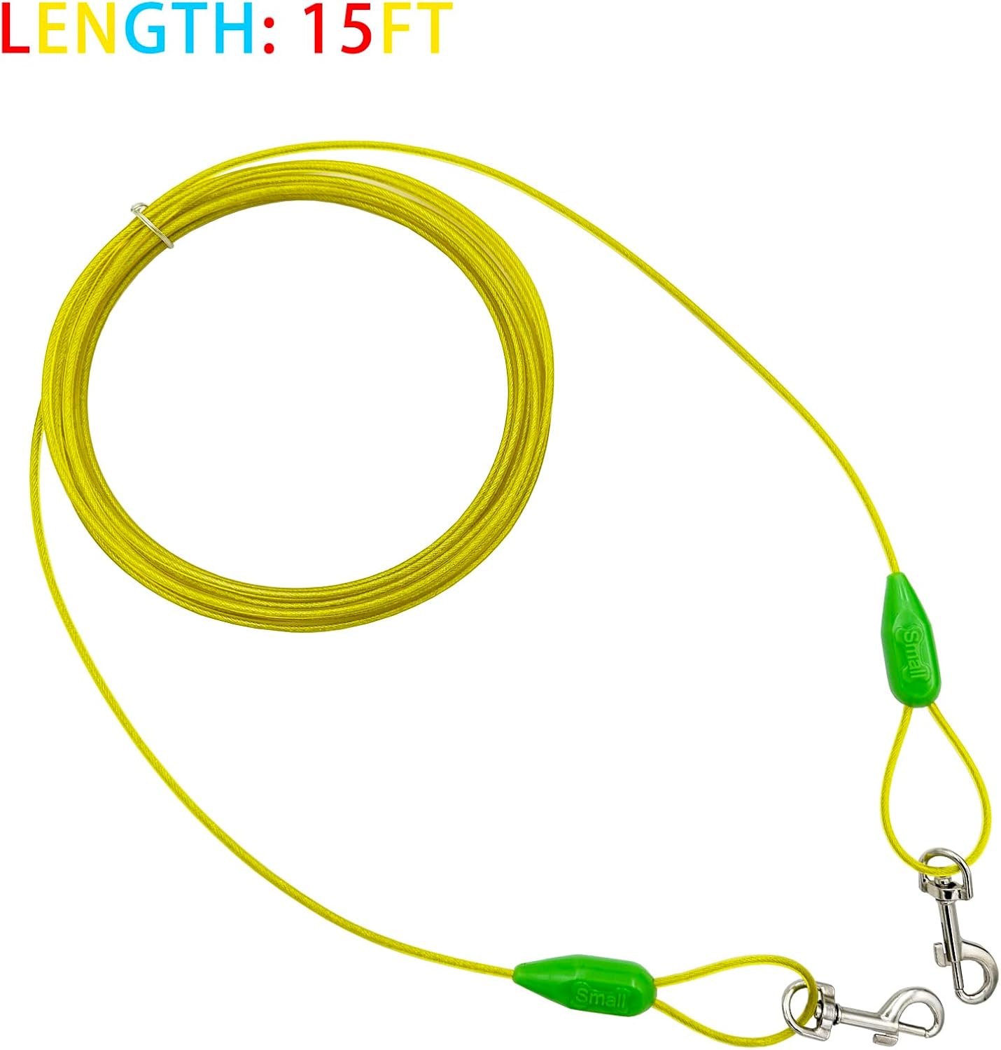 Petest 25ft Reflective Tie-Out Cable for Small Dogs Up to 35 Pounds