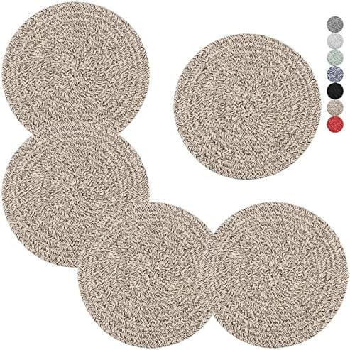 Trivets for Hot Dishes, Pots and Pans, 8 Inches Hot Pads 5 Pcs, Pot Holders for Kitchen, Heat Resistant Mat Protect Counter, Coasters Set Home Essentials Farmhouse Decor (Blue)
