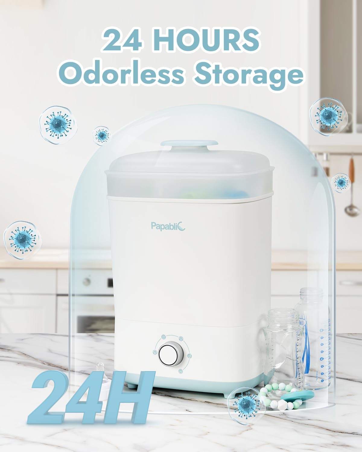 Papablic Baby Bottle Sterilizer and Dryer, 10 Bottles Large Capacity