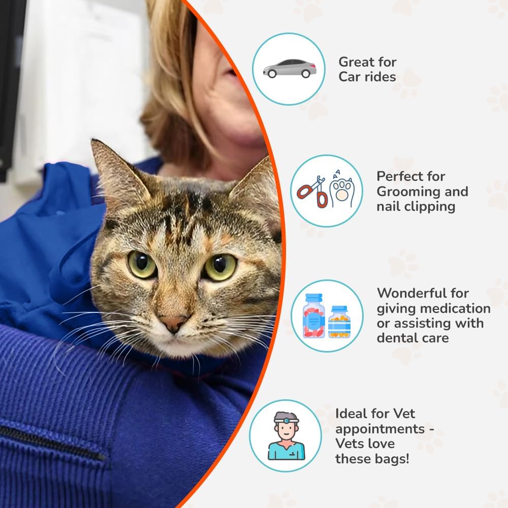 Cat-in-the-Bag Cozy Comfort Carrier - Small Caramel Pet Carrier for Cat and Cat Restraint for Medication Administration, Nail Clipping, Travel, Vet Visits, and Dental Care