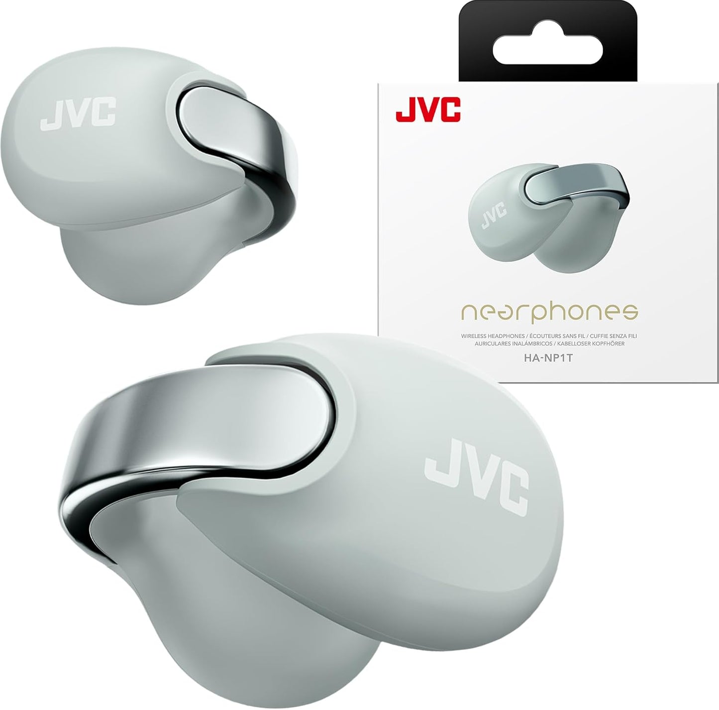 JVC nearphones Open Ear-Cuffs Wireless Headphones with Clasp Mechanism, Multipoint, Single Ear use, BT 5.3, Long Battery Life (up to 24 Hours) - HA-NP1T-A Teal Blue