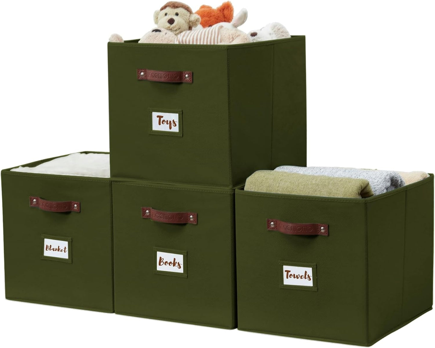 DECOMOMO Cube Storage Bin, Storage Cubes with Labels, Baskets for Shelves Kallax Linen Closet Organizers (Cube 10.5x11"/ 6pcs, Black)