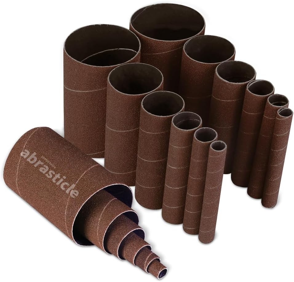 18 Pack Spindle Sander Sleeves, Sanding Sleeves for Oscillating Sander, 80 150 240 Assorted Grit Sandpaper, 4-1/2" Length, 1/2",3/4",1",1-1/2", 2", 3" Diameter