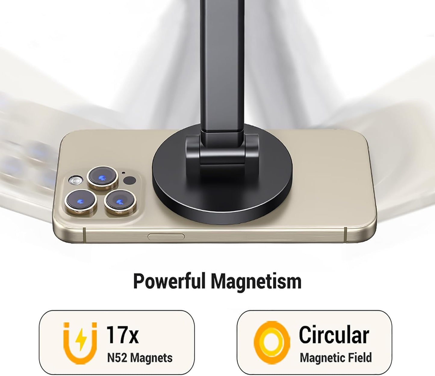 UGREEN Magsafe Phone Stand Magnetic Holder for Desk 360° Rotating Adjustable Height Foldable Portable Travel Mount Metal Ring Compatible with iPhone 16 15 Pro Max 14 13 12,Galaxy S24 Ultra S23