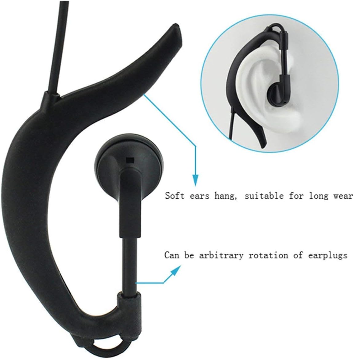Retevis Walkie Talkie Earpiece with Mic, Volume Control, 2 Pin, for RetevisRT21 RT68H H777H H777, Compatible with Baofeng BF-888S Kenwood Walkie Talkies, Two Way Radio Earpiece(10 Pack)
