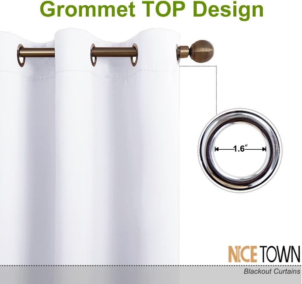 NICETOWN Blackout Curtains 2 Panels for Bedroom- Thermal Insulated Grommet Blackout Curtains 63 Inches Long for Living Room/Kitchen Rideaux occultants (2 Panels, W42 x L63 -Inch,Grey) - PuriLite