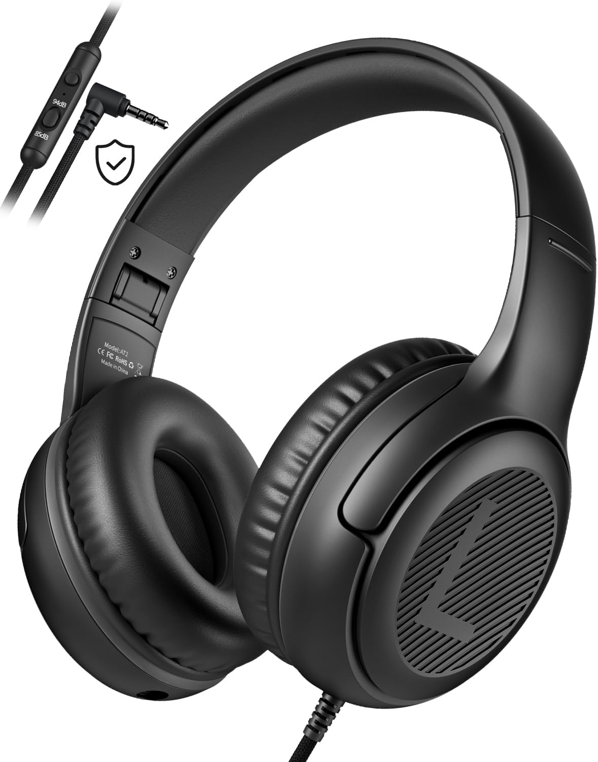 awatrue Kids Headphones with Microphone, Wired Headphones for Kids 85/94dB Safe Volume Limit, Over Ear Headsets, Boys Girls Childrens Headphones for School/Travel/Fire Tablet/BlueOrange