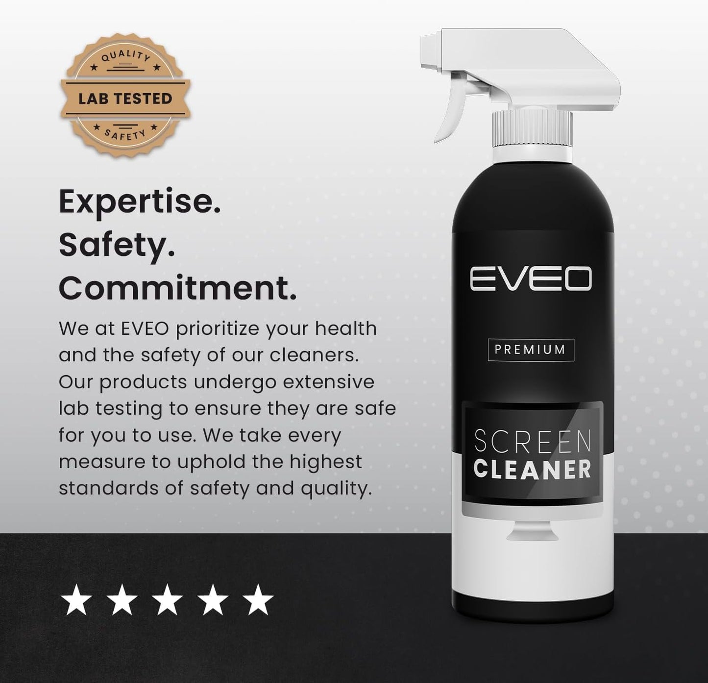 EVEO® Screen Cleaner Spray Kit (Streak-Free) TV Screen Cleaner for Smart TV, LCD, LED, OLED | Computer Spray and Wipe Microfiber Cloth for Monitor, Laptop, iPad, Car & More - 1 Pack