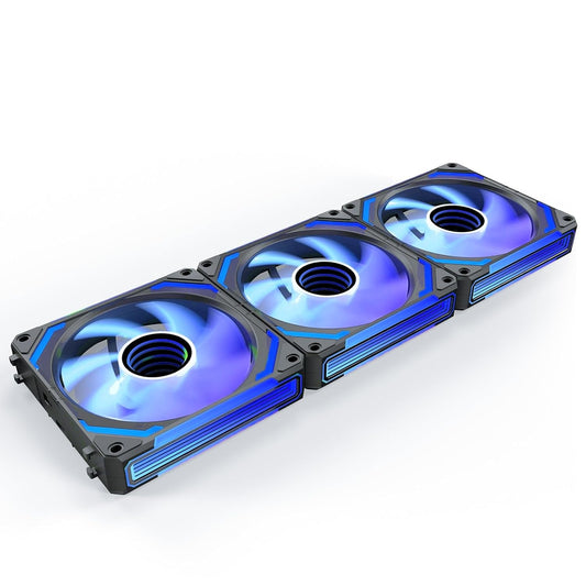 AsiaHorse COSMIQ-RE-Black 120mm UNI Fan, Infinity Mirror FDB Reverse Fan with 5V 3-PIN Connector and Small Controller, Daisy Chain PWM PC RGB Fans for Cases CPU Liquid Coolers, 3Pack