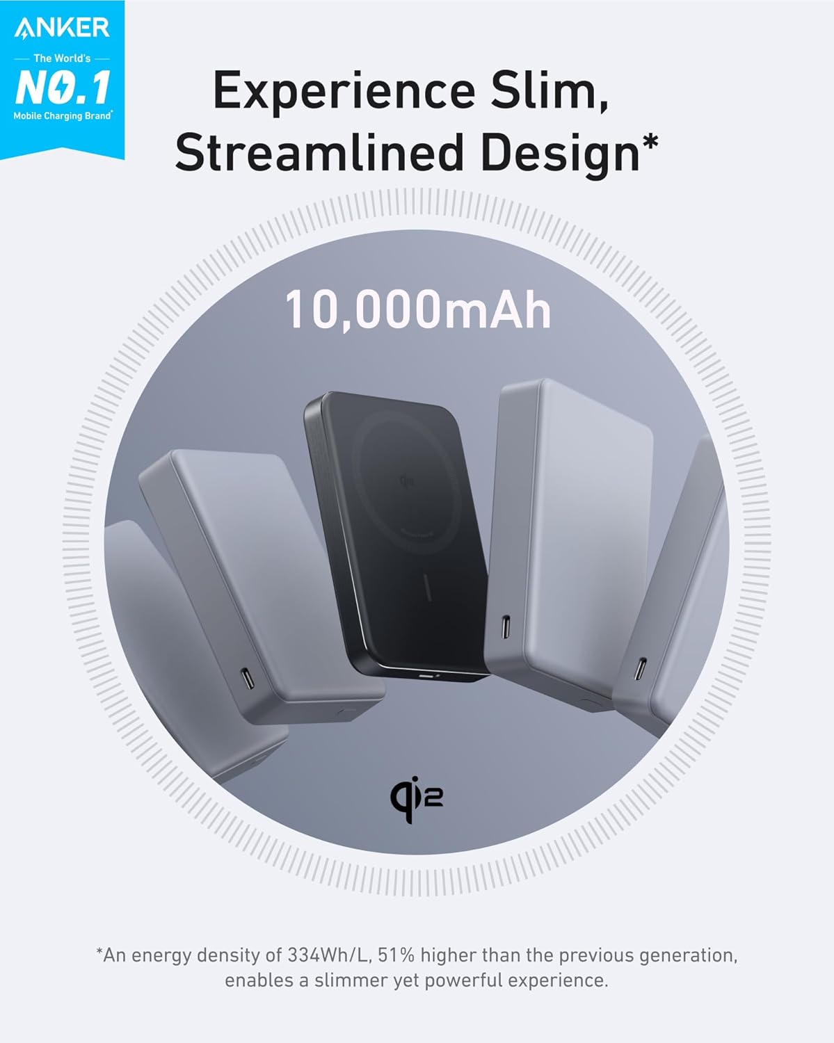 Anker MagGo Power Bank, Ultra-Slim 10,000mAh Magnetic Battery Pack, Qi2 Certified 15W Ultra-Fast MagSafe Compatible Portable Charger, Ergonomic Design, for iPhone 17/16/15/14/13/12 Series Only