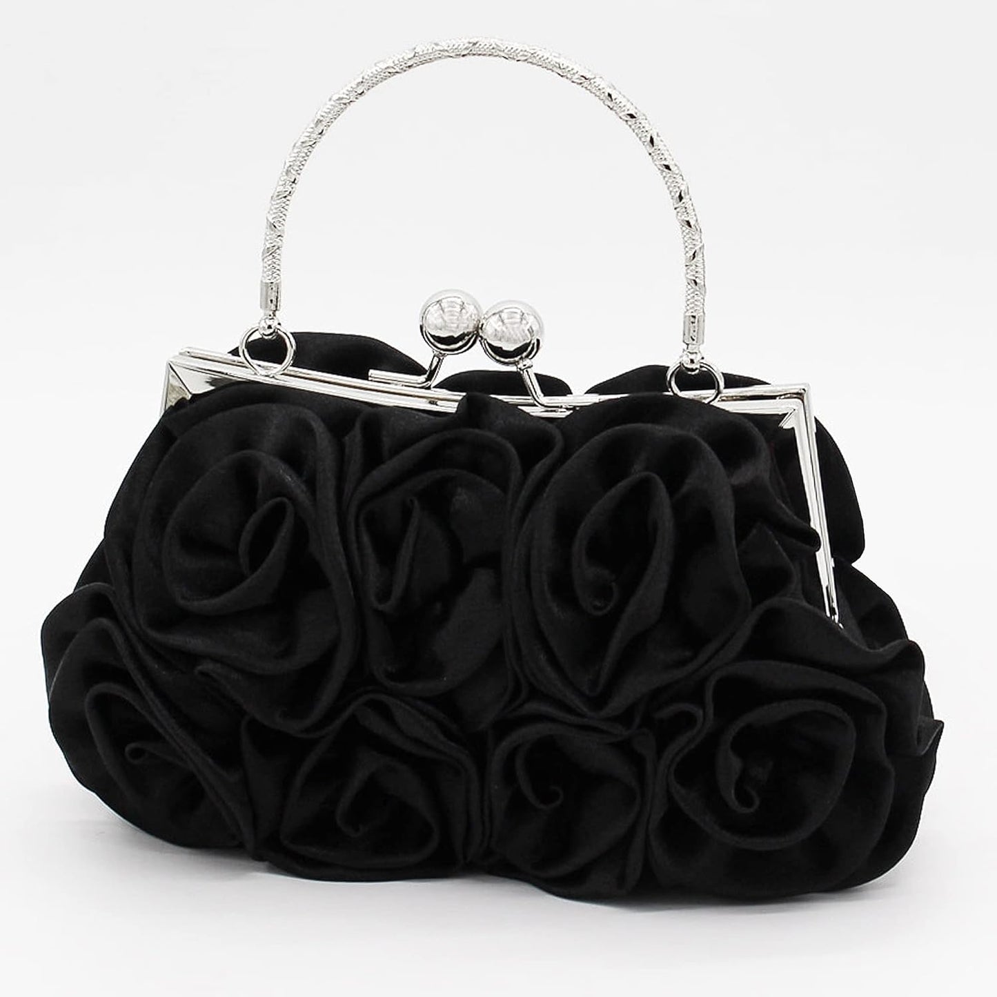 kilofly Missy K 7 Roses Clutch Purse, Satin, with Detachable Strap + kilofly Money Clip