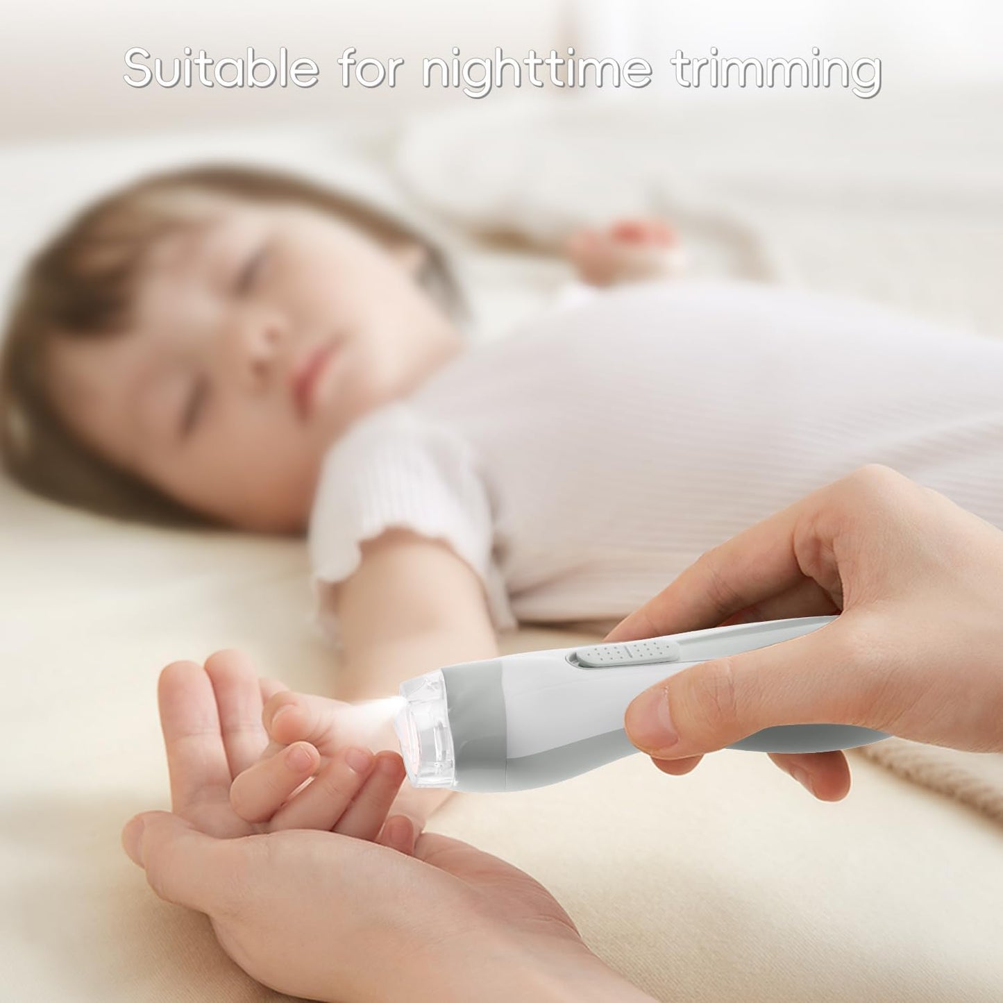 Prolixity Baby Nail Trimmer Electric, 15 in 1 Baby Nail Clippers for Gentle Nail Care, Rechargeable Baby Nail File Electric with Light &15 Grinding Pads for Infant Toddler, Grey