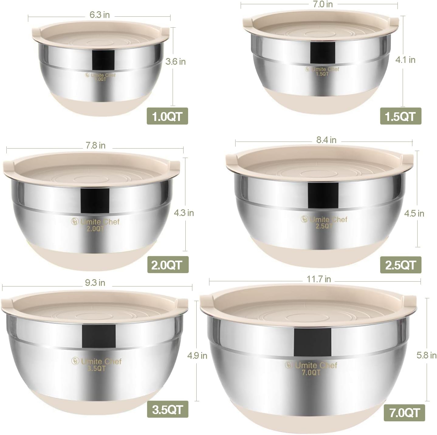 Purilite Select Stainless Steel Mixing Bowl Set
