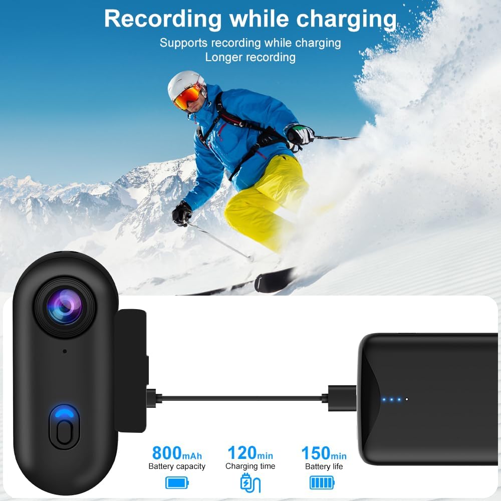 OBEST 360° Action 1080P Underwater Camera, Portable Mini Waterproof WiFi Camera 120° Wide Angle Action Camera for Cycling, Daily Vlog, Outdoor Sports 150° DV Helmet Camera (Black)