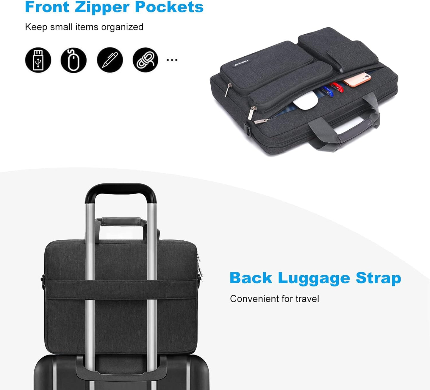 MOSISO Laptop Bag 16 inch, 15-15.6 inch Computer Shoulder Bag Compatible with MacBook Air 15 M4 M3 M2/Pro 16 M4 M3 M2 M1, Notebook &2 Raised&1 Flapover&1 Horizontal Pocket&Handle&Belt, Navy Blue