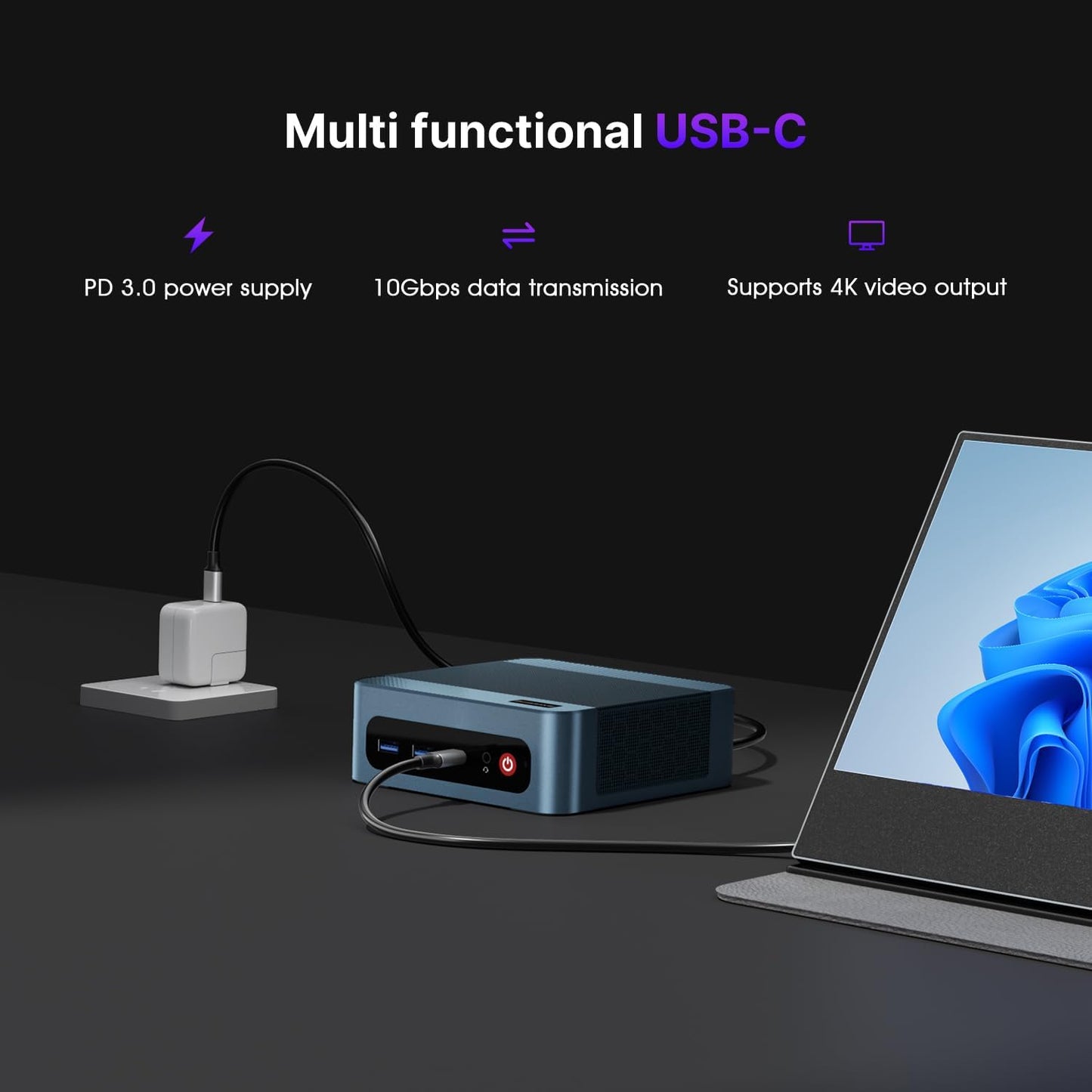 BOSGAME Mini PC Intel Core i5 12600H(12C/16T, up 4.5GHz), 32GB DDR4 RAM 512GB PCIe SSD, Mini Desktop Computers Dual LAN/4x USB3.2/WiFi6E/BT5.2/HDMI+DP+USB-C/4K Triple Display