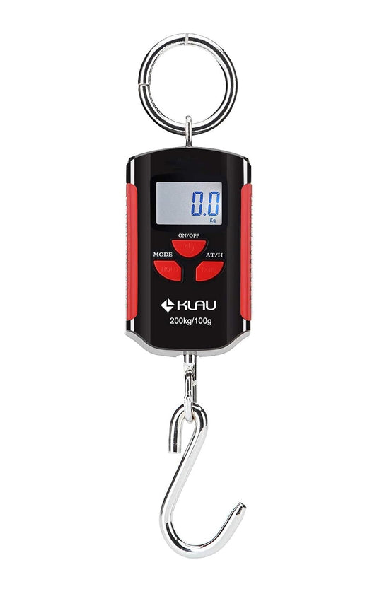 Klau Portable Mini Crane Scale 200 kg / 400 lb Heavy Duty Digital Scales LCD Display with Backlight for Home Farm Market Fishing Hunting Black and Red