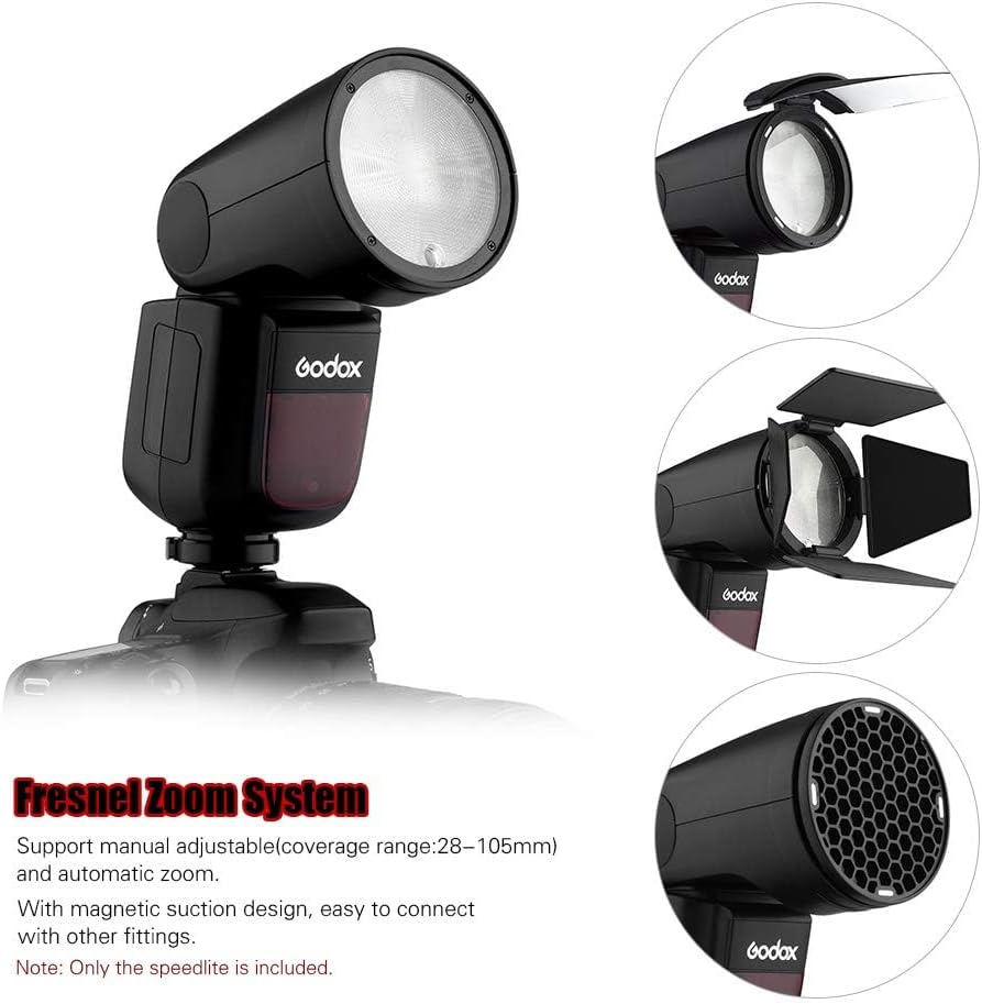 Godox V1C Professional Camera Flash Speedlite TTL Speedlight Round Head Wireless 2.4G Compatible with Canon EOS Series 1500D 3000D 5D Mark LLL 5D Mark ll for Wedding Portrait Studio Photography