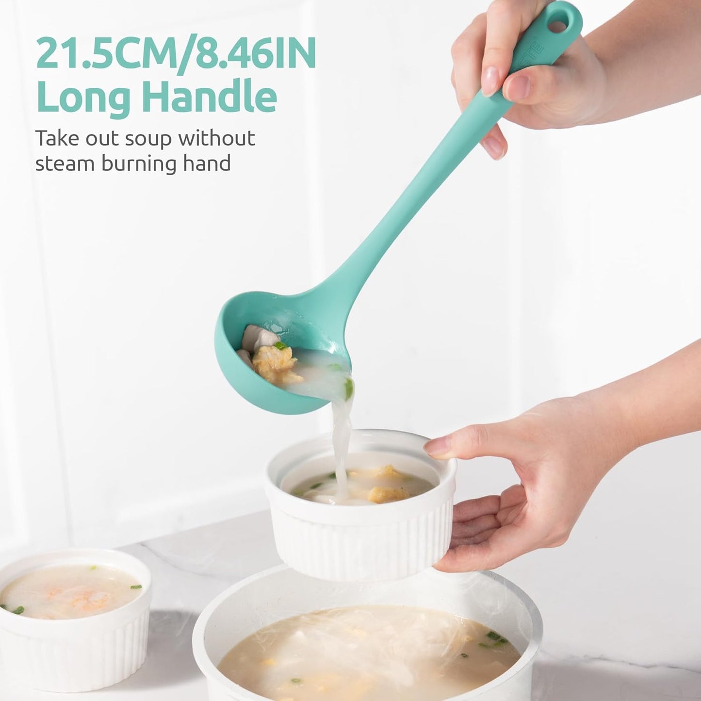 13 inch Silicone Soup Ladle: U-Taste 600ºF Heat Resistant 4 oz Large Non-Stick Seamless Rubber Kitchen Deep Serving Spoon with Non-Slip Solid Long Handle for Cooking Sauce/Stews/Gravies/Chili(Purple)