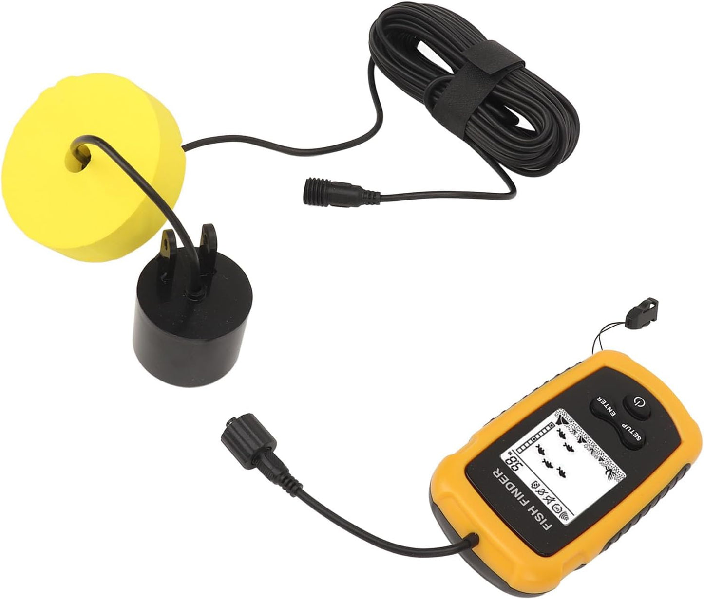 Akozon Portable Fish Depth Finder with LCD Display Handheld Fish Finder for Kayak and Boat Fishing, 200kHz Sonar Frequency, Castable