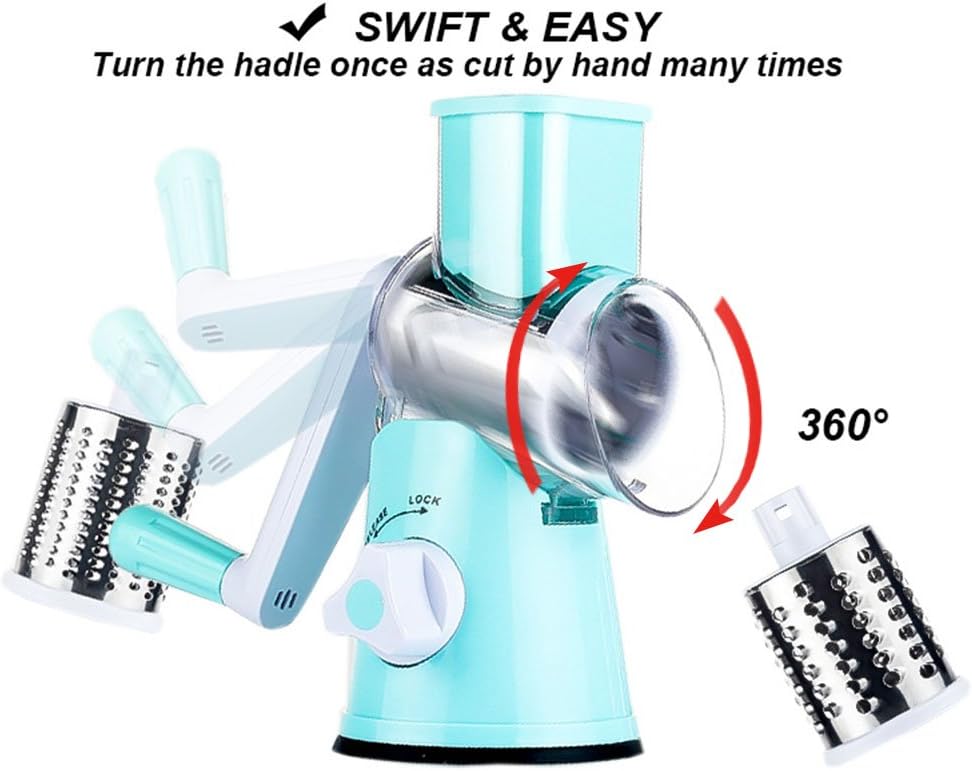 Purilite Select Rotary Cheese Grater with 3 Stainless Steel Blades