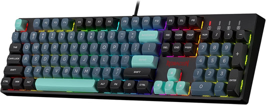 Redragon K582 SE Wired RGB Gaming Keyboard, 104 Keys Mechanical Keyboard w/Upgraded Hot-swappable Socket, Noise Dampening Kit, Mixed Color PBT Keycaps, Linear Red Switch - PuriLite