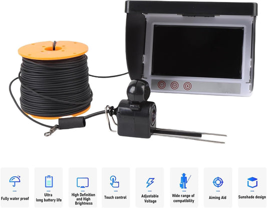 LICAEVEY Underwater Fishing Camera, 5MP 1080P Fishing Camera with Infrared Night Vision Light, Portable Fish Finder with 164ft Cable & 4.3in HD Screen for Ice Lake Boat Angling - PuriLite