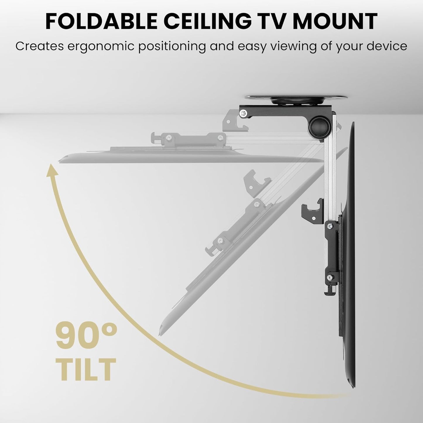 ZeboZap ZZTVC8022 Outdoor Flip Down Ceiling TV Mount | Gazebo TV Mount | Patio TV Mount | Pergola TV Mount | Pitched Roof | Height Adjustable | Under Cabinet| Holds 44lbs | Fits 17-in to 37-in | Black