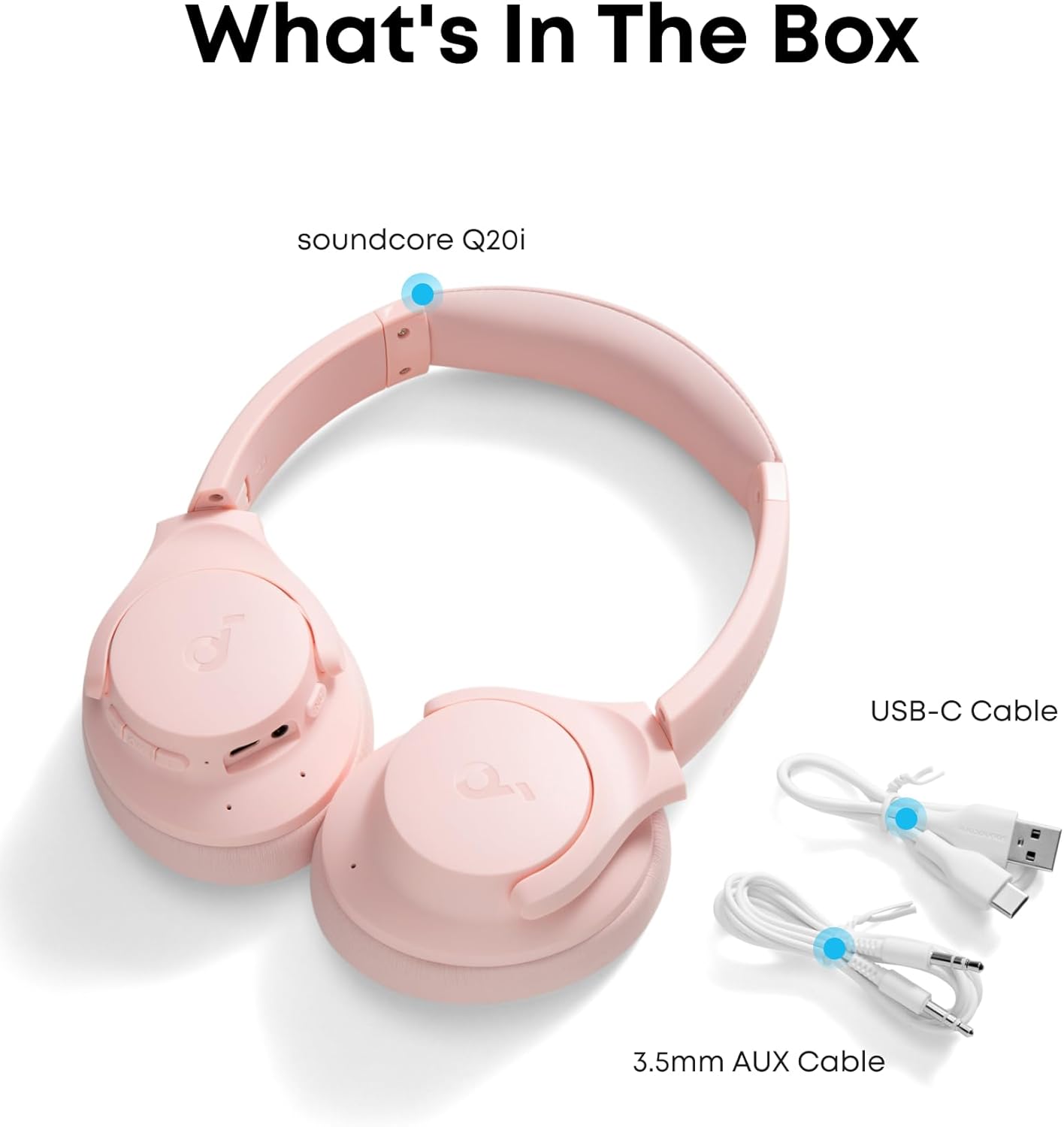 soundcore by Anker Q20i Hybrid Active Noise Cancelling Headphones, Wireless Over-Ear Bluetooth, 40H Long ANC Playtime, Hi-Res Audio, Big Bass, Customize via an App, Transparency Mode, Ideal for Travel