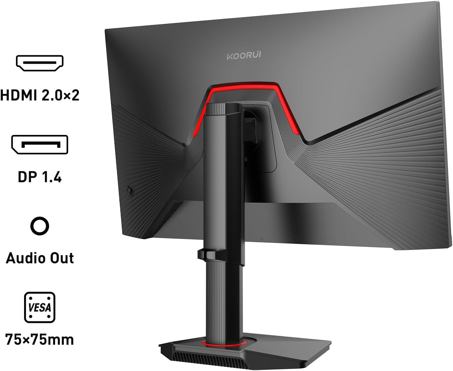 KOORUI Monitor 27 inch QHD 2K Fast IPS Gaming Monitor, 200Hz 1ms, HDR400,95% DCI-P3,Adaptive Sync,Tilt Pivot Swivel Vertical Height Adjustable,HDMI 2.0 &DP 1.4 Ports, G2722P, Black