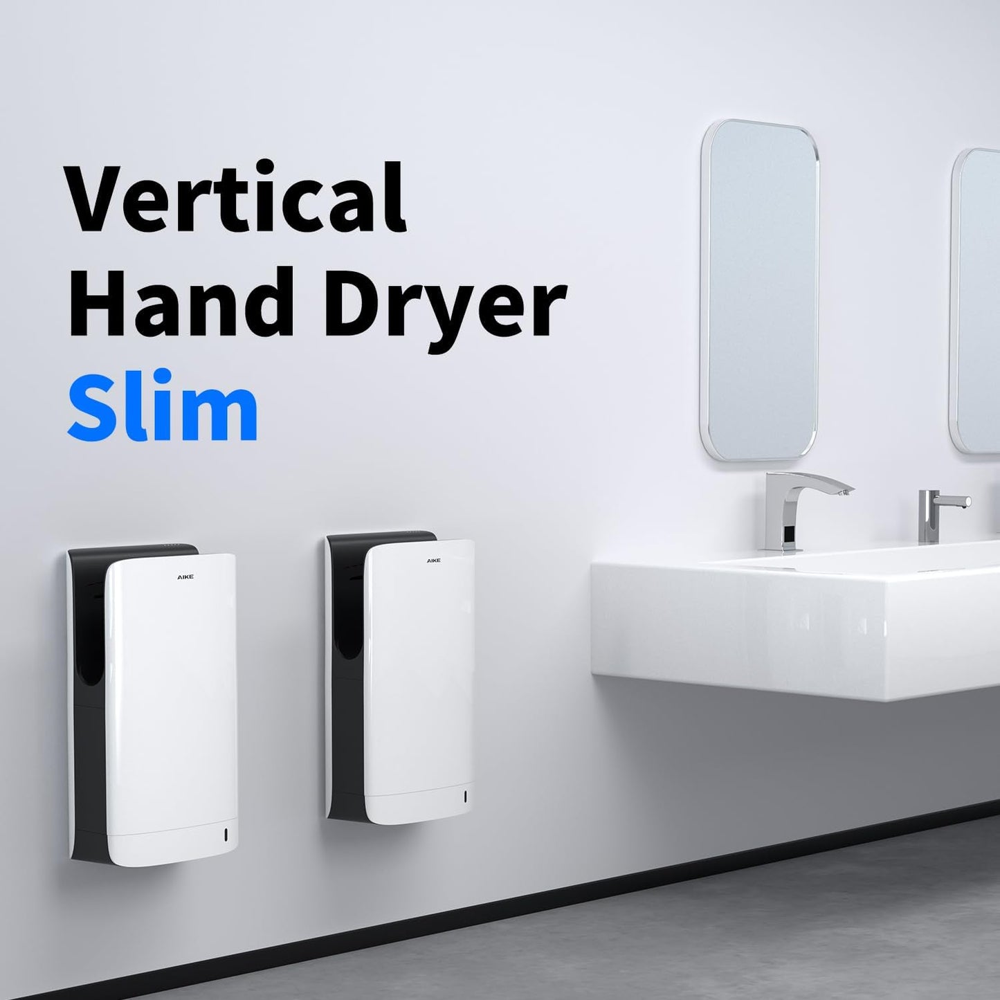 AIKE HEPA Filtered Vertical Hand Dryer Slim, 110-130V Silver 2023 New Version Model AK2065